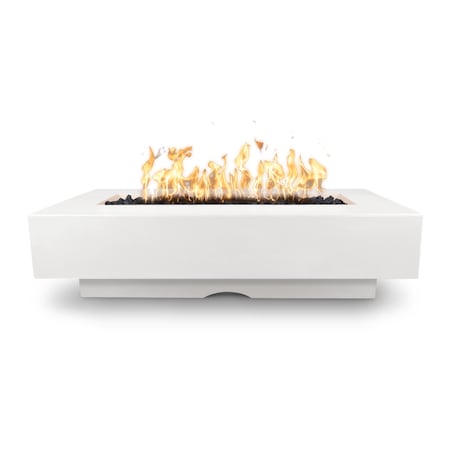 The Outdoor Plus 84 Rectangular Del Mar Fire Pit, GFRC Concrete, White, Plug & Play Electronic Ignition, Natural Gas OPT-DEL8428EKIT-LIM-NG